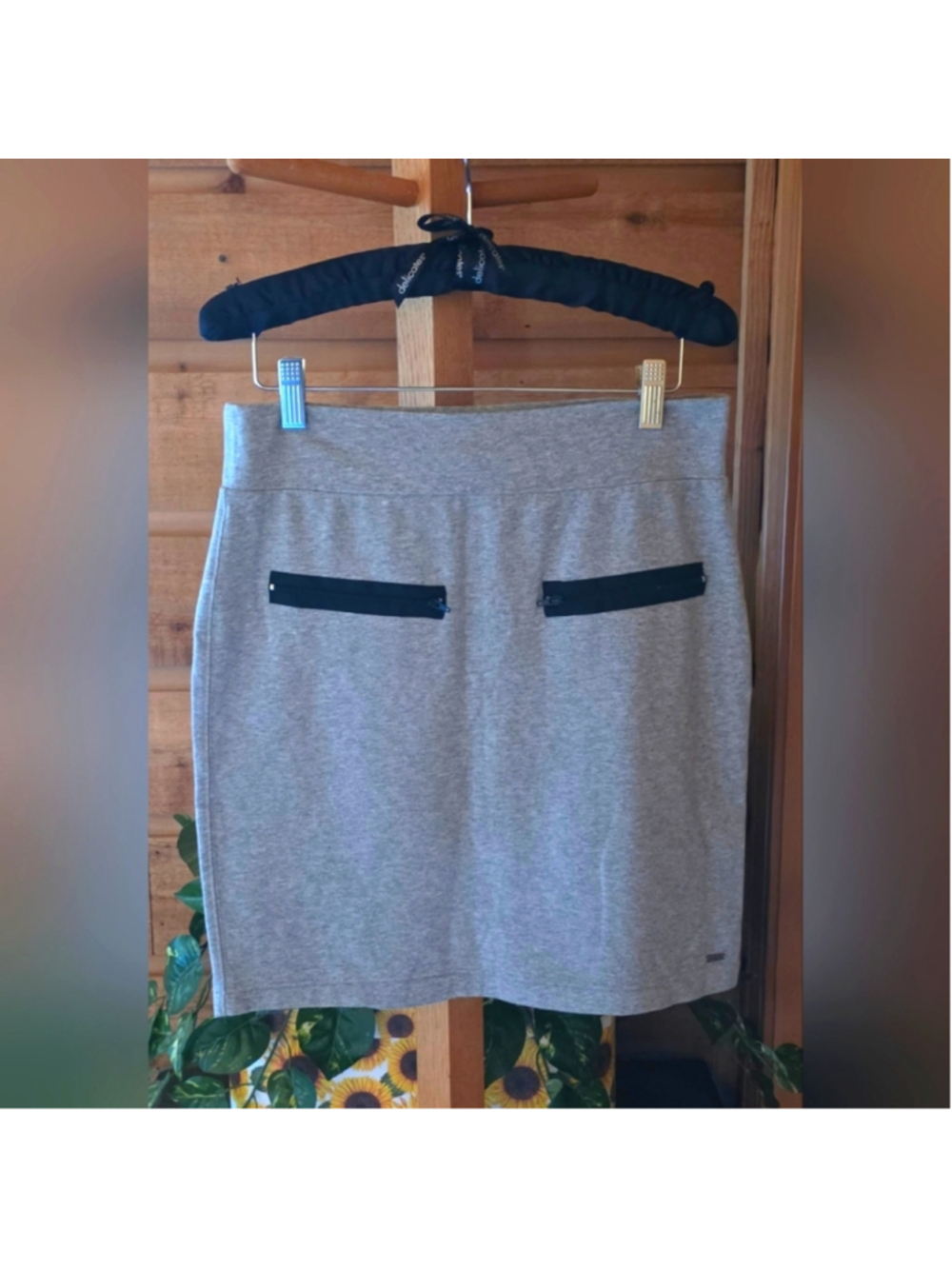 PINK Gray Women's Skirt with Black Zipper Accents